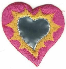 O Rosa Fucsia Giallo Cuore Ricamo Toppa