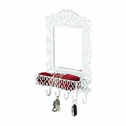 3750744-Relaxdays Appendiabiti da Parete con Specchio, 5 Gan