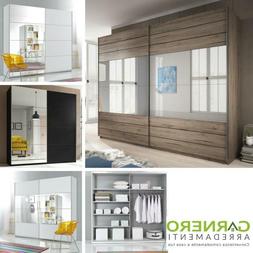 Armadio ante scorrevoli 200 specchio/legno/bianco/nero moder