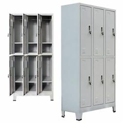Armadio con 6 Scomparti in Acciaio Grigio Armadietti Palestr