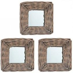 Set 3pz Vimini Bagno Decorazione Casa Arredo 15x15cm 287622 