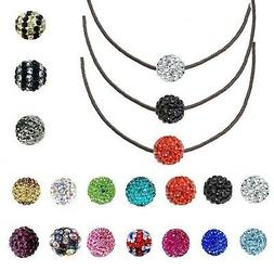 Collana Cristallo Su Cordino Nero Brillante Lunghezza & Scel