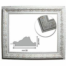 Cornice barocca bianca con ornamento oro 566 BIA, come una c