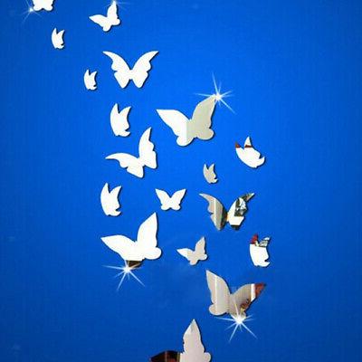 20pcs farfalle specchio adesivo parete decalcomania murale