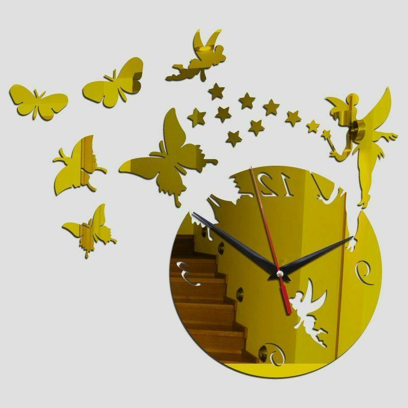 3d specchio adesivi da parete orologio decorativo