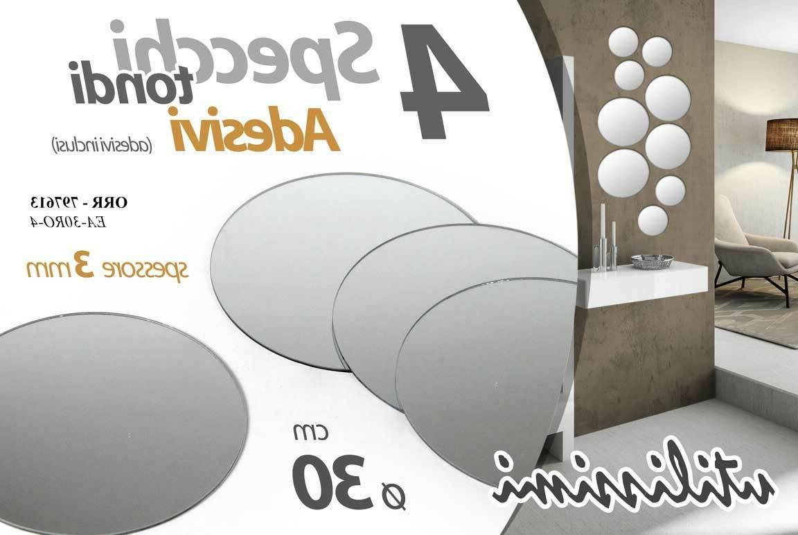 4 pz specchi adesivi tondi 30cm moderno
