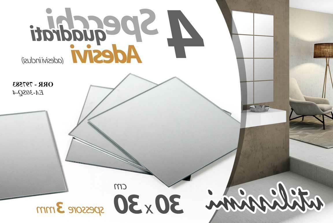4 specchi quadri adesivi 30cm cucina bano