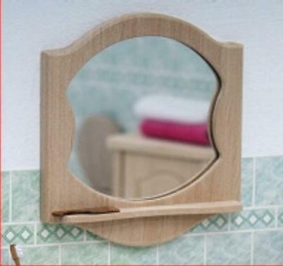 46092 specchio bagno con mensola legno ontano