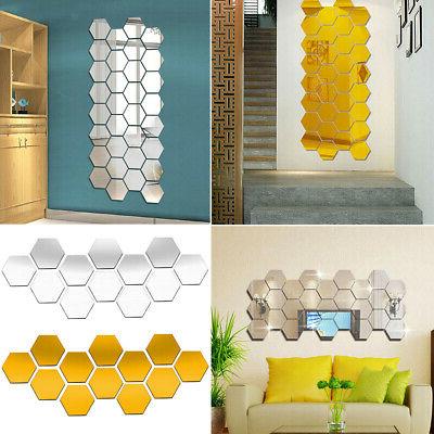60pcs 3d esagonale acrilico adesivi da parete