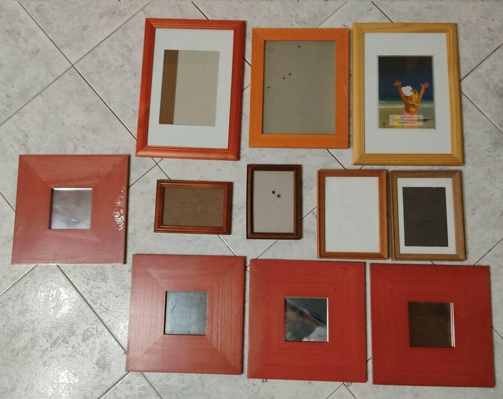 7 cornici in legno con vetro vari