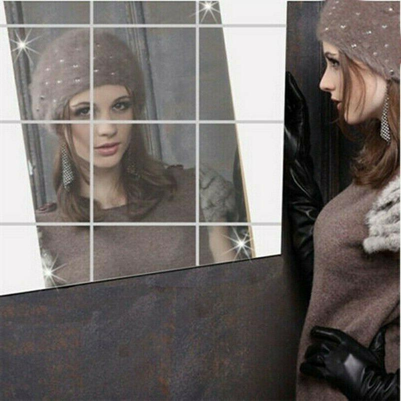 9 16 pezzi specchio quadrato piastrella adesivi