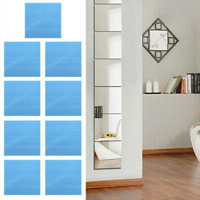9pcs specchio piastrelle da muro adesivo quadrato