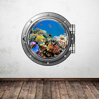 acquario pesci mare oblo adesivo da parete