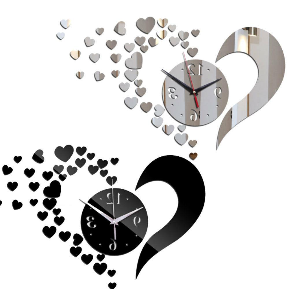 adesivo parete specchio orologio cuore cuori idea