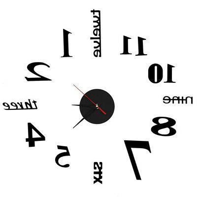 adesivo specchio orologio da parete grande 3d