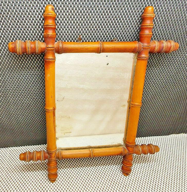 antico piccolo specchio cornice in legno turned