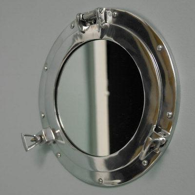 argento metallo oblo nautico specchio da parete