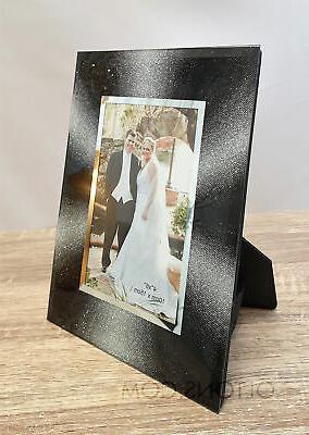 argento nera glitter specchio vetro foto cornice
