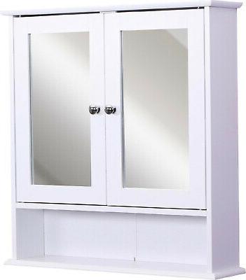 armadietto pensile da bagno con specchio bianco