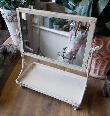 bagno specchio con mensola trucco metallo antico