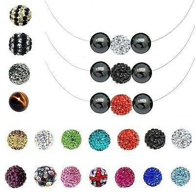 collana 2 sfere ematite cristallo su filo