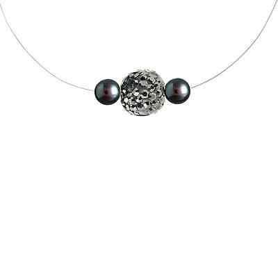 collana cristallo grigio specchio 2 piccole sfere