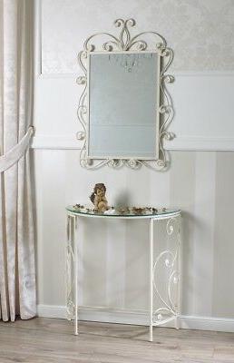 consolle e specchio hawaii ferro battuto bianco