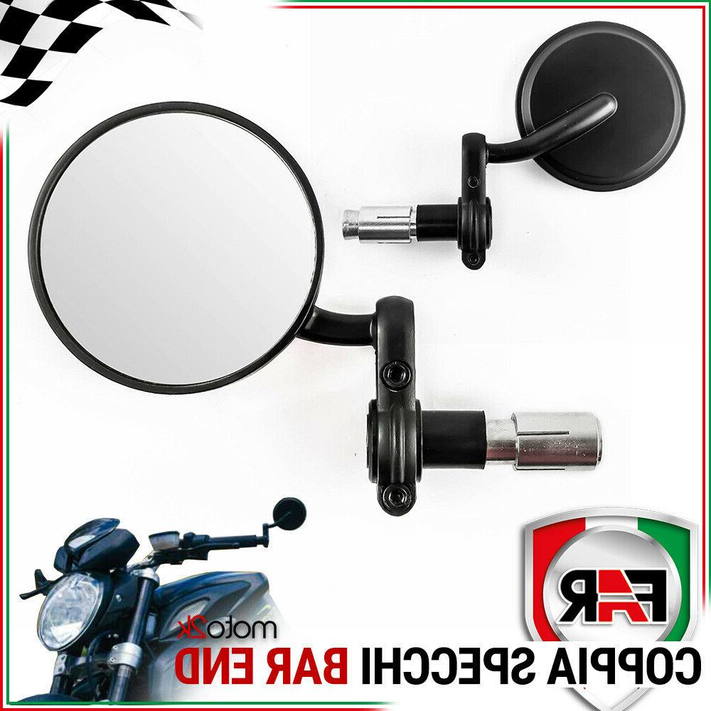 coppia specchi cafe racer tondi neri bar
