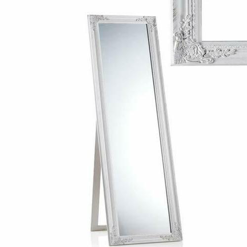 cornice specchio da terra pavimento rettangolare bianca