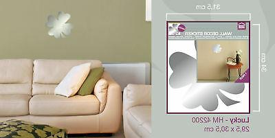 decorazione casa muro specchio adesivo quadrifoglio cm