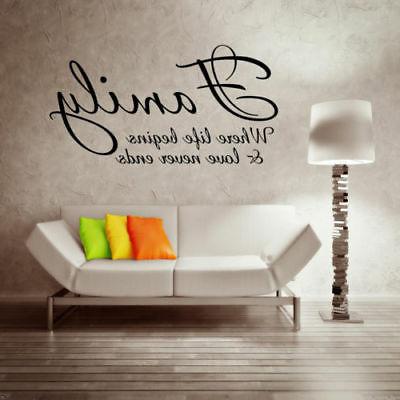 famiglia amore vita begins adesivo da parete