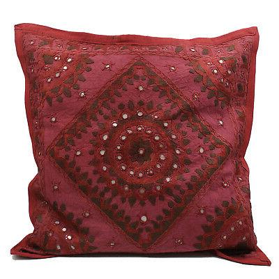 federa cuscino 40x40cm ricamato specchio cotone rosso