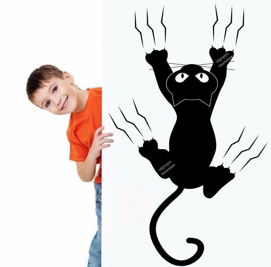 gatto a parete grande cameretta bimbi adesivo