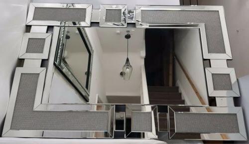 grande argento scintillante muro specchio mini diamante