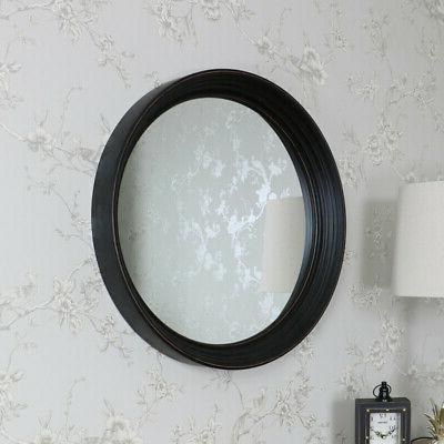 grande nero rotondo da parete specchio shabby