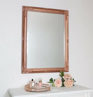 grande ornato rame muro specchio metallico bagno