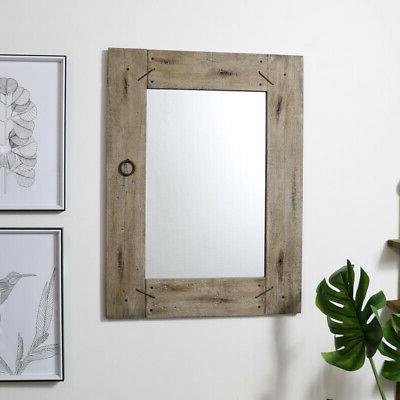 grande rustico legno incorniciato muro specchio fattoria