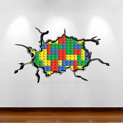 mattoni 3d colorato adesivo da parete arte