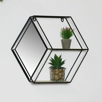 metallo nero filo esagonale mensola diamante forma