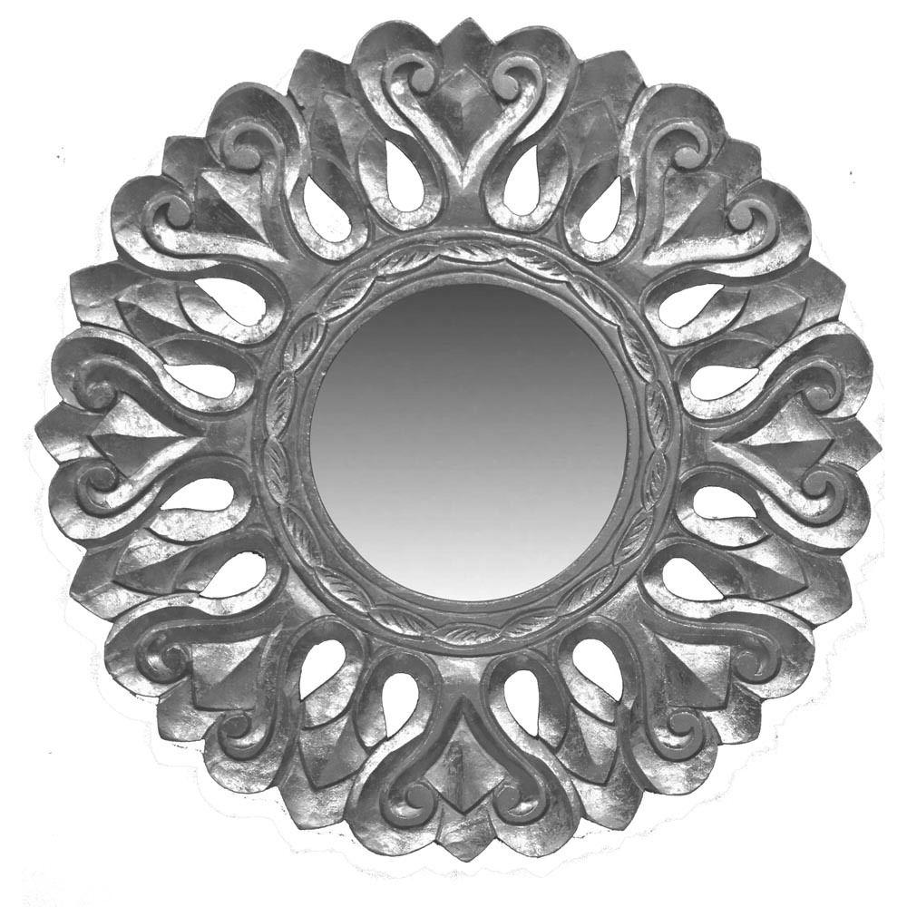 miroir mural cadre en bois argent 24