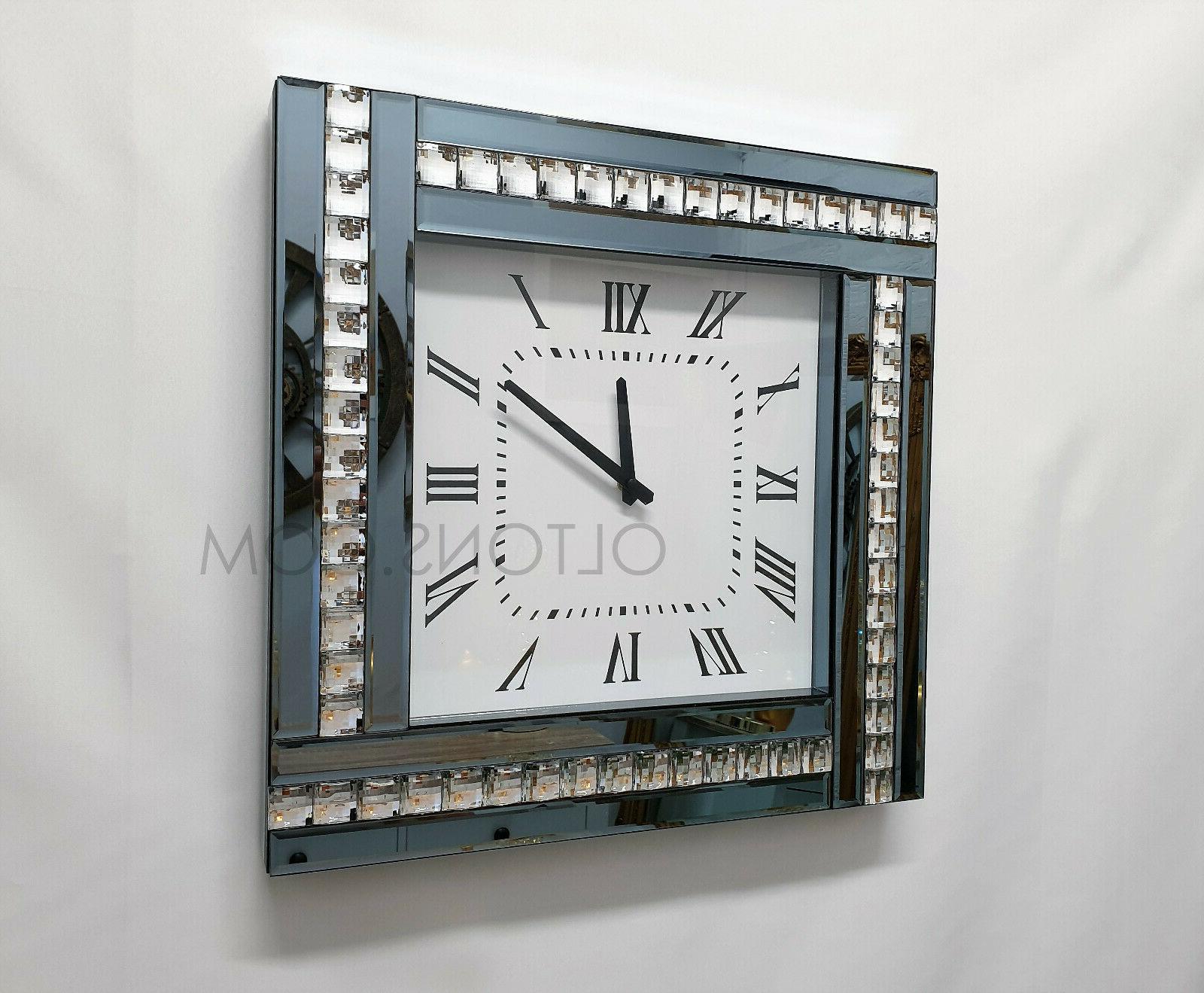 moderno cristallo strass a specchio quadrato orologio