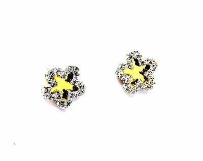 orecchini oro 18kt fiori specchio a lobo