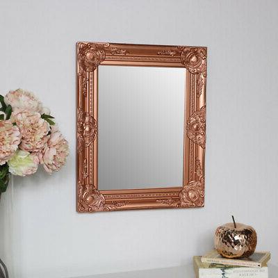 ornato rame muro specchio forma rettangolare vintage