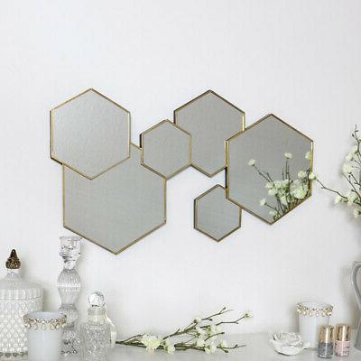 oro esagonale specchio da parete decorativo moderno