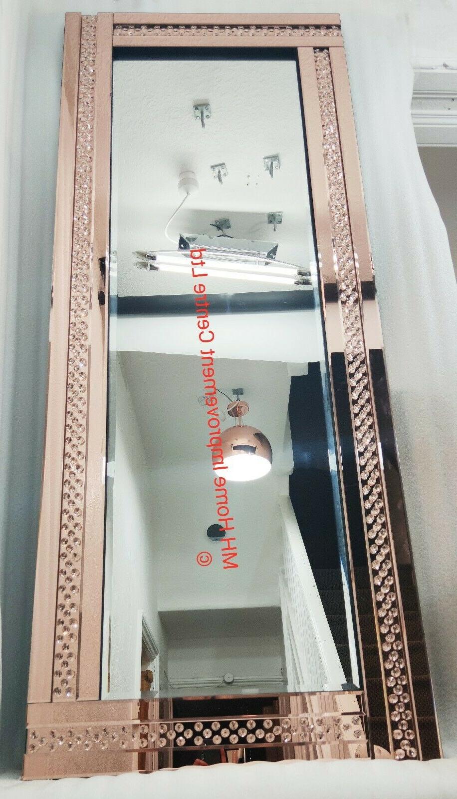 oro rosa galleggiante cristallo muro specchio large180x70cm