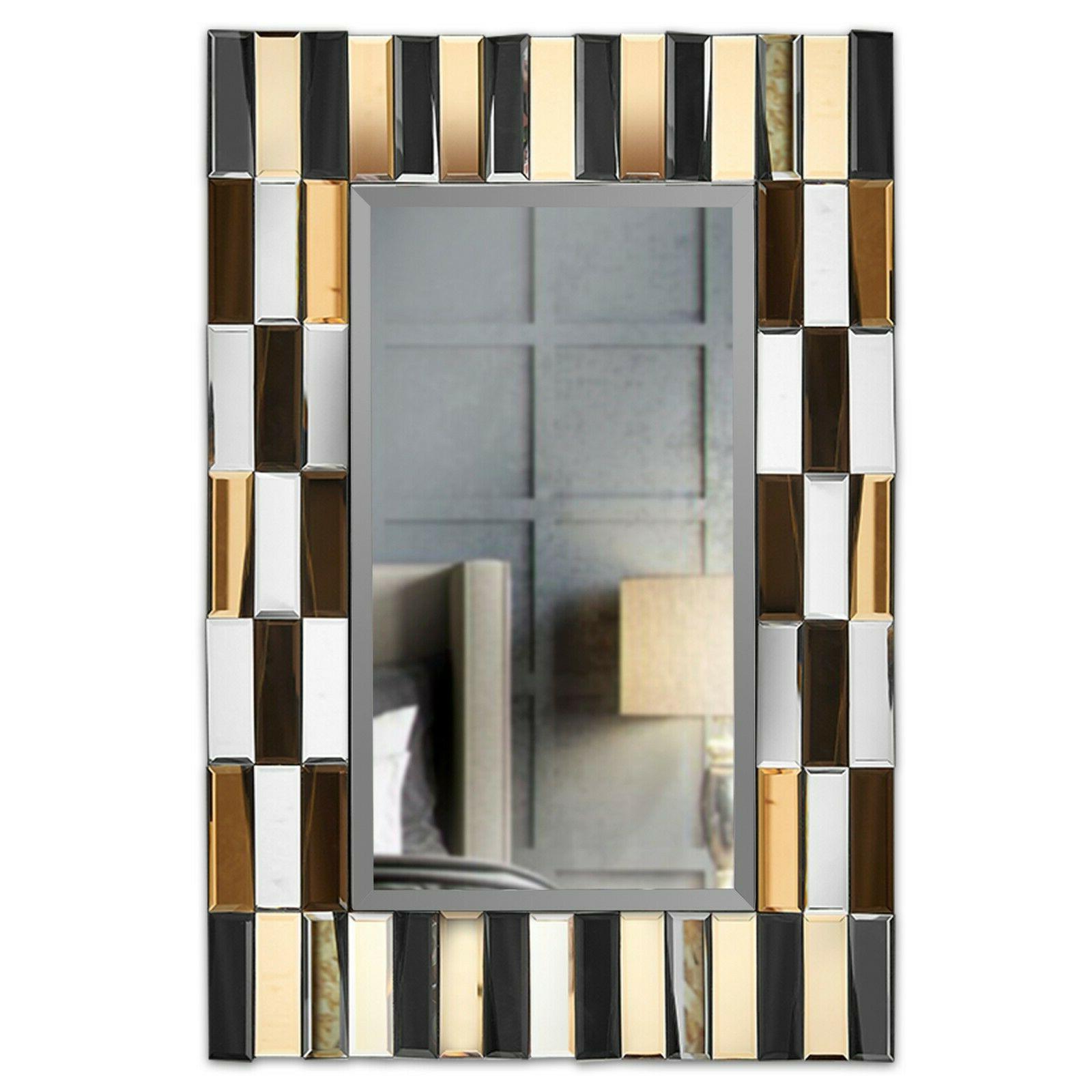 oro rosa parete rettangolo specchio 3d vetro