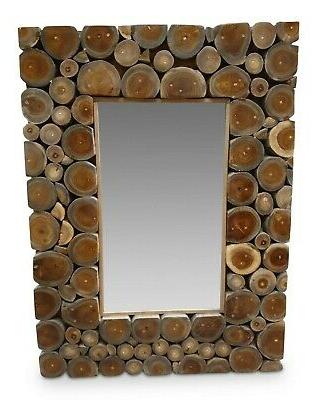 parete specchio 80 x 60 cm teak