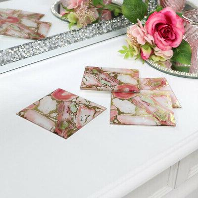 set di 4 rosa and oro marmo