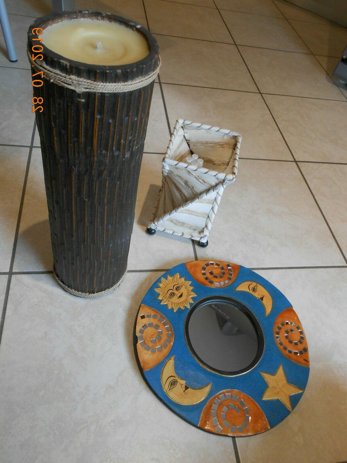 set etnico specchio da parete lampada etnica