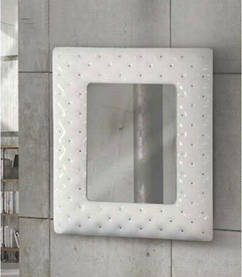 specchiera 100x92 con cornice bianca e swarovski